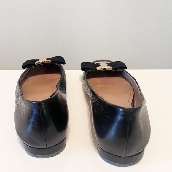 Tory Burch Gemini Link Bow Black Leather Ballet Flats Size 8 - Picture 6 of 12